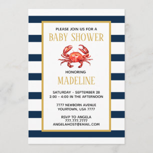 Bjud i Nautical Rand Crab Baby Shower Inbjudningar