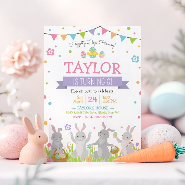 Bjud i påsk på födelsedagen, Påskhare Inbjudningar (Easter Birthday Invitation)