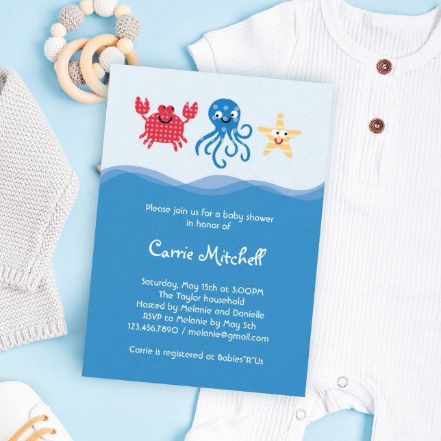 Bjud i Sea Creatures Baby Shower Inbjudningar (Skapare uppladdad)
