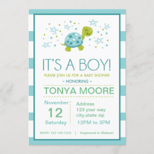 Bjud i Star Rand Turtle Baby Shower Inbjudningar