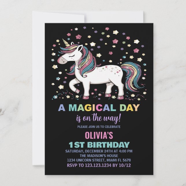 Bjud i Star Unicorn Birthday-inbjudningar Inbjudningar (Framsida)
