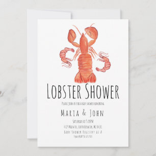 Bjud i Watercolor Lobster Party Baby Shower-inbjud Meddelande