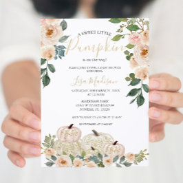 Bjud i White Grey Pumpkin Baby Shower-inbjudan Inbjudningar