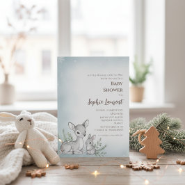 Bjud i Winter Woodland Fawn Bunny Baby Shower-inbj Inbjudningar