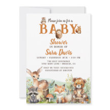 Bjud i Woodland Baby djur Baby Shower