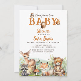Bjud i Woodland Baby djur Baby Shower Inbjudningar