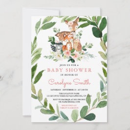 Bjud i Woodland Flicka Baby Shower Inbjudningar