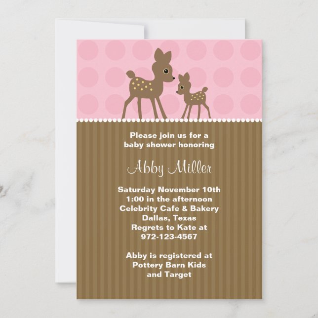 Bjud i Woodland Hjort Baby Shower Inbjudningar (Framsida)