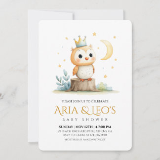 Bjud i Woodland Uggla Baby Shower Inbjudningar