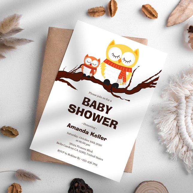 Bjud i Woodland Uggla Baby Shower Inbjudningar (Skapare uppladdad)