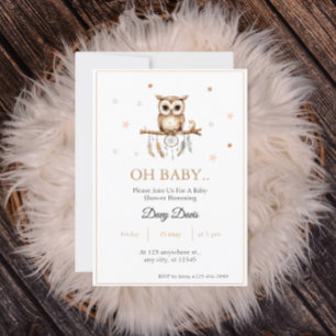 Bjud i Woodland Uggla Baby Shower Inbjudningar