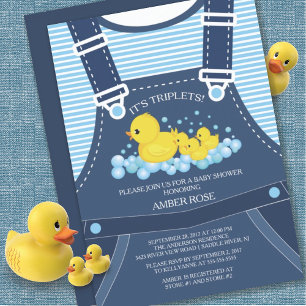 Bjud in Anka Baby Shower--TWILLINGAR för tyst  Inbjudningar