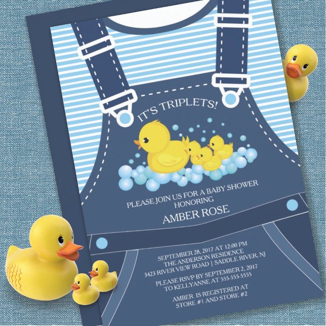 Bjud in Anka Baby Shower--TWILLINGAR för tyst  Inbjudningar (Skapare uppladdad)