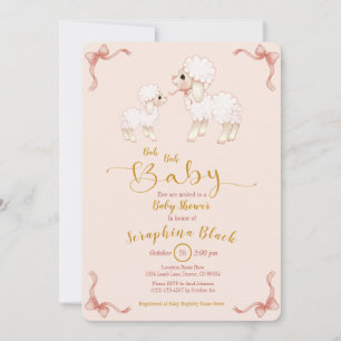 Bjud in babybabylampa för Girly Rosa Inbjudningar