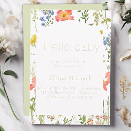 Bjud in babyduschinbjudan för vilda blommor inbjudningar