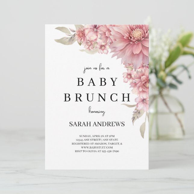 Bjud in babyskor, inbjudan till Baby Brunch (Stående Fram)