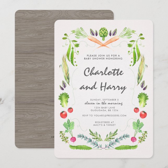 Bjud in babyskor på jordbrukarnas marknad inbjudningar (Fram/baksida)