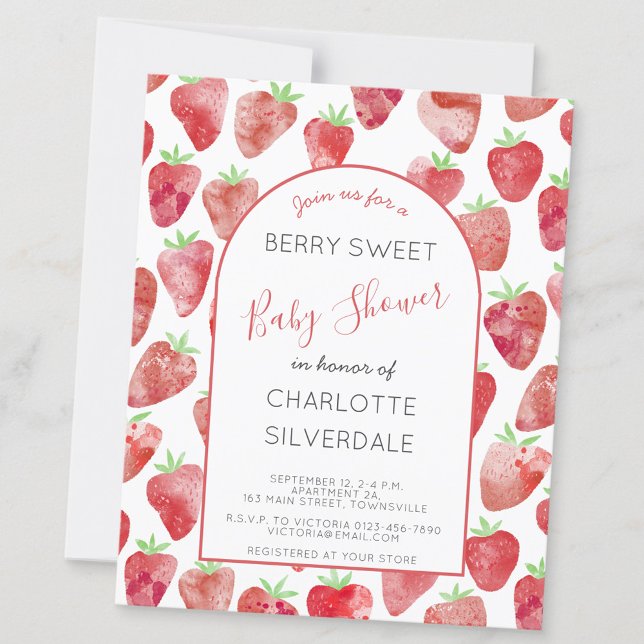 Bjud in babyutlösare för budgetjordgubben (Budget strawberry baby shower personalized baby shower invitations)