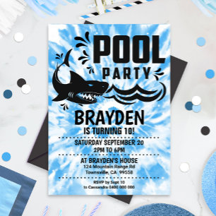 Bjud in bassäng Party Boy Tie Dye Bassäng Party Sh Inbjudningar