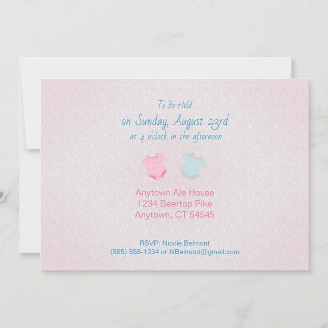 Bjud in bebisdusch för Clothesline Layette-layout Inbjudningar (Baksida)