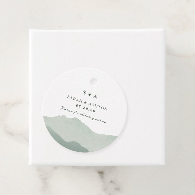 Bjud in bergsvallonsbröllop gåvor etiketter (På plats)