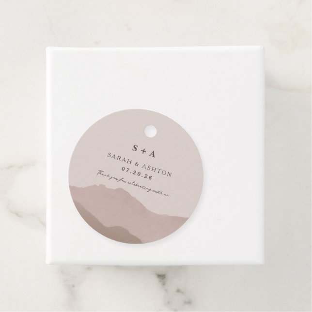 Bjud in bergsvallonsbröllop gåvor etiketter (På plats)
