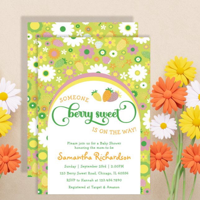 Bjud in botaniska babyskor för jordgubbar inbjudningar (Skapare uppladdad)