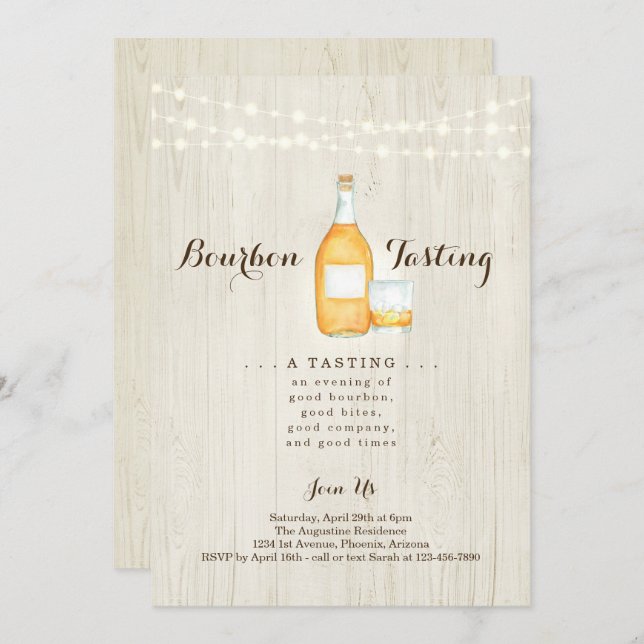 Bjud in Bourbon-provningspartiet Inbjudningar (Fram/baksida)