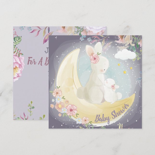 Bjud in Bunny Baby Shower-inbjudan Inbjudningar (Fram/baksida)