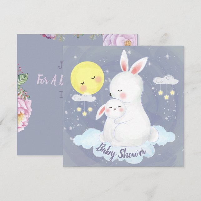 Bjud in Bunny Baby Shower-inbjudan Inbjudningar (Fram/baksida)