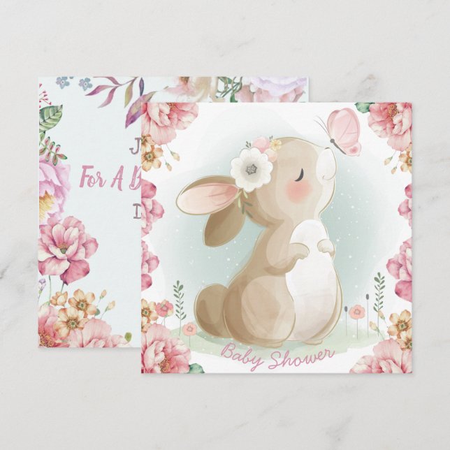 Bjud in Bunny Baby Shower-inbjudan Inbjudningar (Fram/baksida)