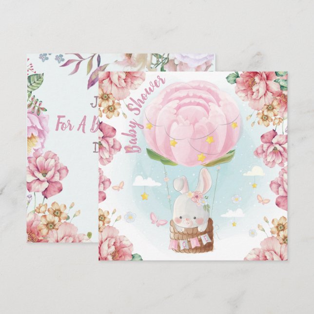 Bjud in Bunny Baby Shower-inbjudan Inbjudningar (Fram/baksida)