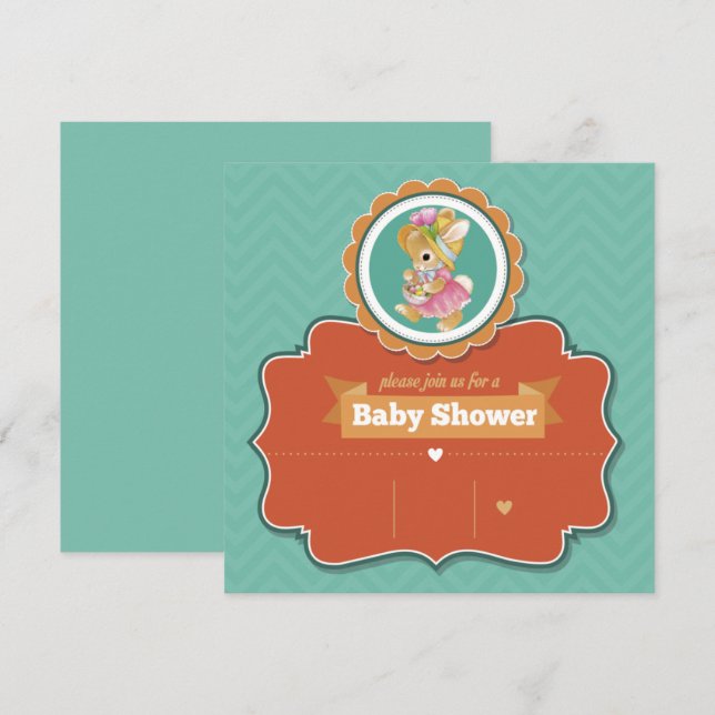 Bjud in Bunny Baby Shower-inbjudan Inbjudningar (Fram/baksida)