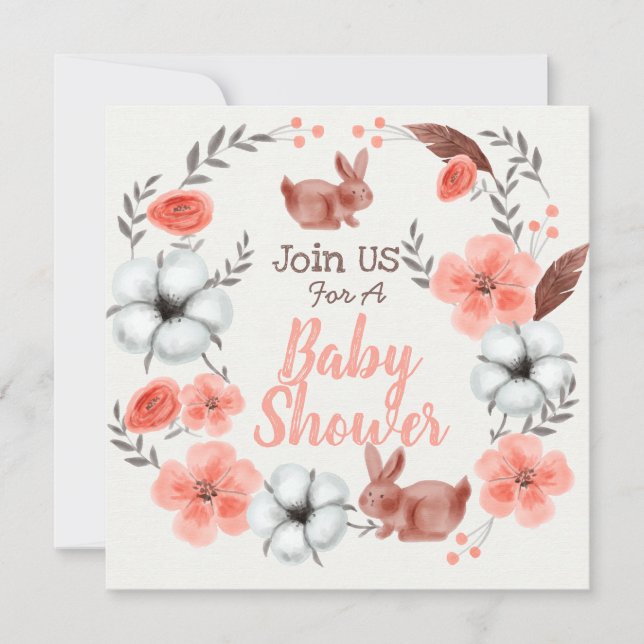 Bjud in Bunny Baby Shower-inbjudan Julkort (Framsida)