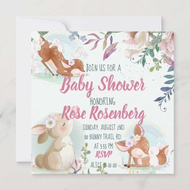 Bjud in Bunny Baby Shower-inbjudan Julkort (Framsida)