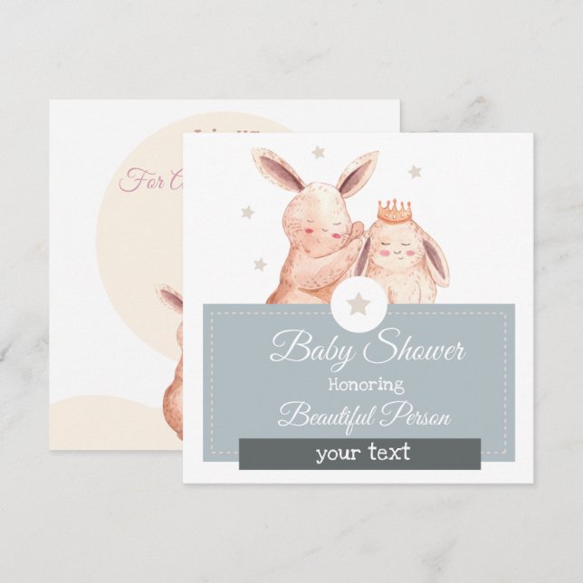 Bjud in Bunny Baby Shower-inbjudan Julkort (Fram/baksida)