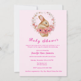 Bjud in Bunny Baby Shower-inbjudan Meddelande