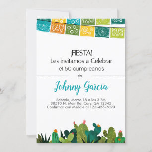 Bjud in cactus bunting fiesta för hane, hombre. inbjudningar