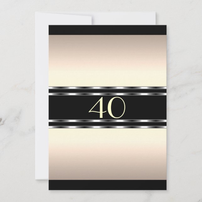 Bjud in Cream Glam från födelsedagen med svart sto Inbjudningar (Framsida)