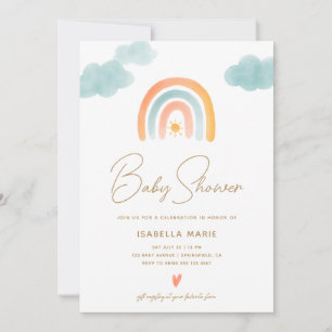Bjud in dagligt kön Neutral Rainbow Baby Shower-in Inbjudningar