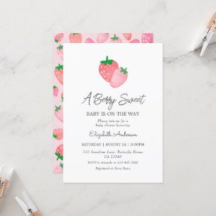 Bjud in en berry Sweet Strawberry Baby Shower Inbjudningar