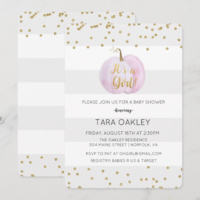 Bjud in en Glitter-babydusch Inbjudningar (Fram/baksida)