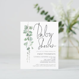 Bjud in eukalyptus Baby Shower för budgetskript