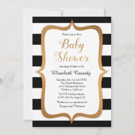 Bjud in Faux Foil Black Rand Baby Shower Inbjudningar