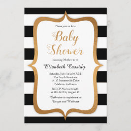 Bjud in Faux Foil Black Rand Baby Shower Inbjudningar