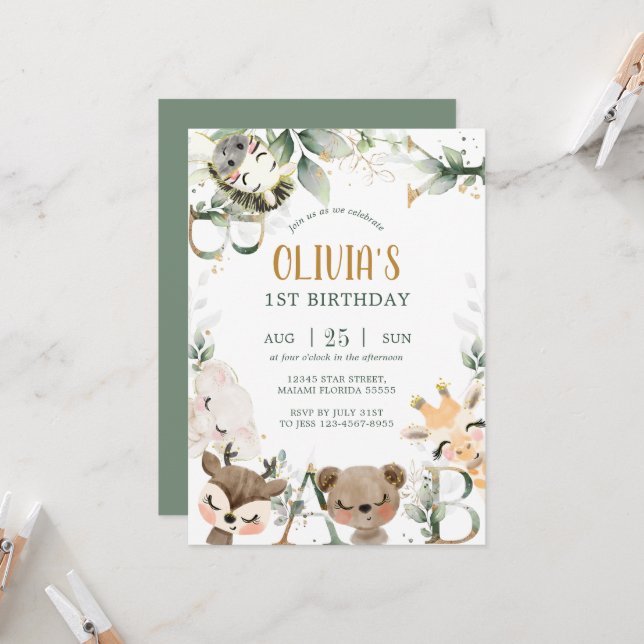 Bjud in födelsedagsinbjudan till skogskontakter inbjudningar (Fram/Back In Situ)