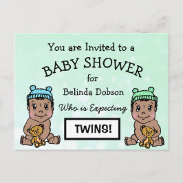 Bjud in för cute Ethnic Twillingars Baby Shower-in Vykort