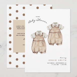 Bjud in för Cute Twillingars Boys Baby Shower Inbjudningar