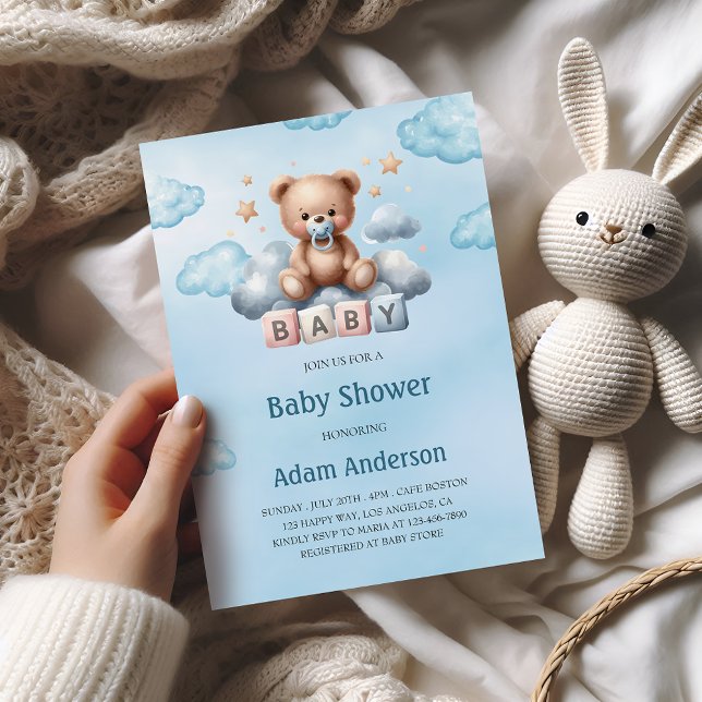 Bjud in för spädbarnsskor för Cute Nalle - Pojke Inbjudningar (Skapare uppladdad)