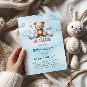 Bjud in för spädbarnsskor för Cute Nalle - Pojke Inbjudningar